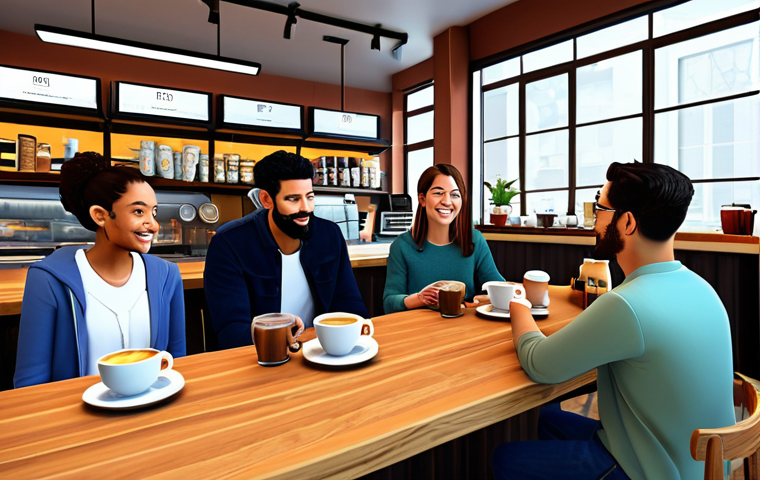 Virtual Coffee Shop Gathering**

"A group of diverse, fully clothed people, appropriate attire, interacting in a vibrant, digital coffee shop reminiscent of 'The Daily Grind', within a popular online game. Safe for work, family-friendly, professional digital art, perfect anatomy, natural proportions, well-formed hands, proper finger count, bright and inviting atmosphere, modest clothing, appropriate content, high resolution."

**