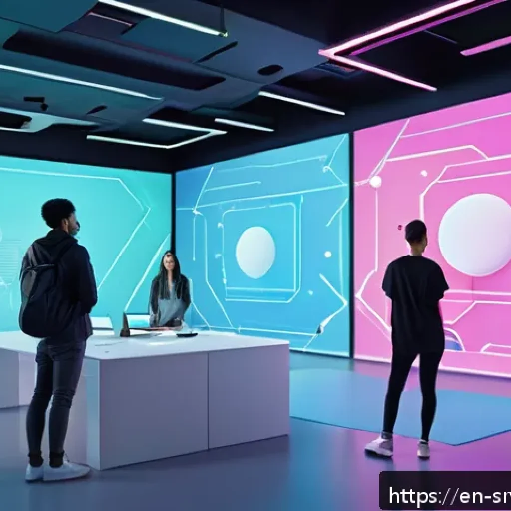 역메타버스 서비스의 사용자 요구 조사 - A futuristic digital art studio scene featuring diverse creative professionals collaborating within ...