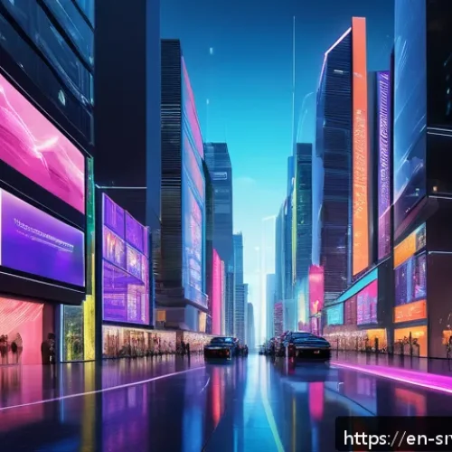 역메타버스 서비스의 생태계 구축 - A futuristic virtual cityscape showcasing a decentralized metaverse environment, with diverse avatar...